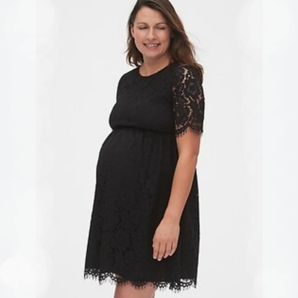 GAP Black Floral Lace Special Occasion Maternity Dress - Picture 5 of 13